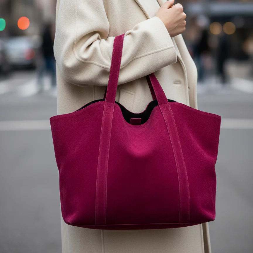 Soft Magenta Suede Tote