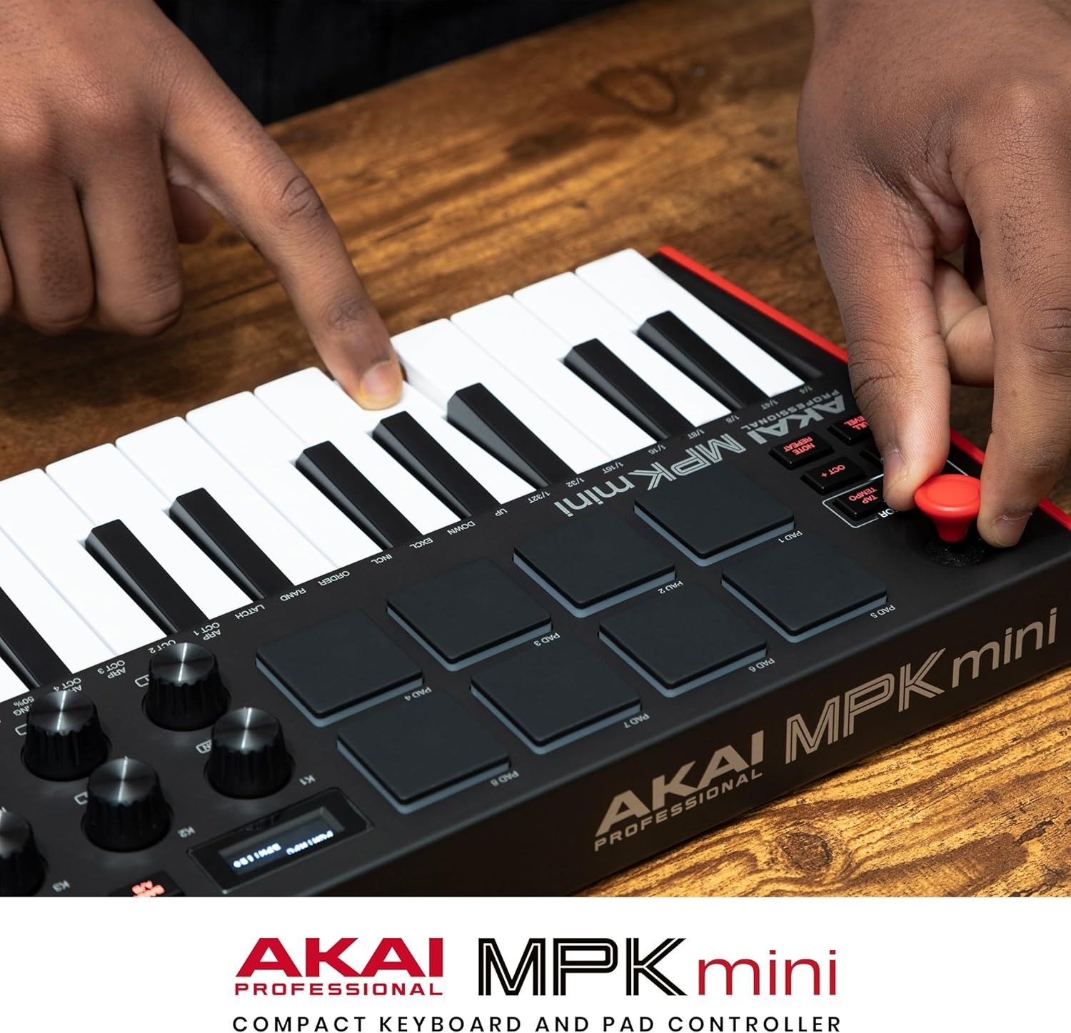 25 Key USB MIDI Keyboard Controller with 8 Backlit Drum Pads, 8 Knobs, Music Production Software and Native Instruments Sound Package (NKS Integration)