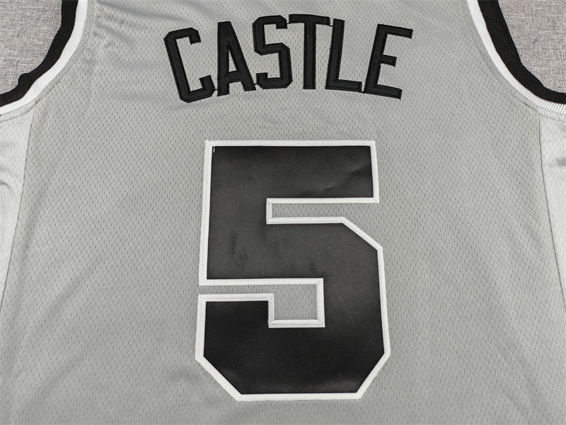 Men's San Antonio Spurs Stephon Castle #5 Silver Swingman Jersey - Statement Edition