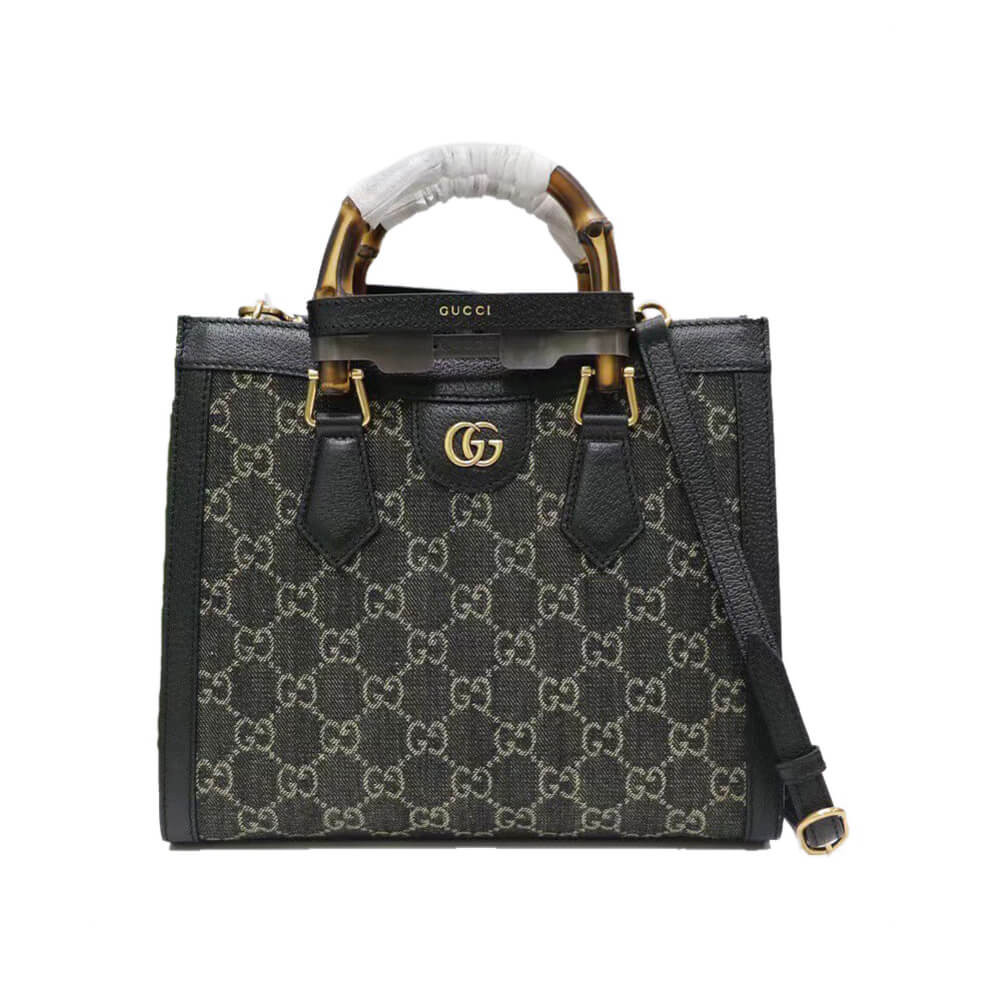 Gucci Diana Small Tote Bag in Black Denim