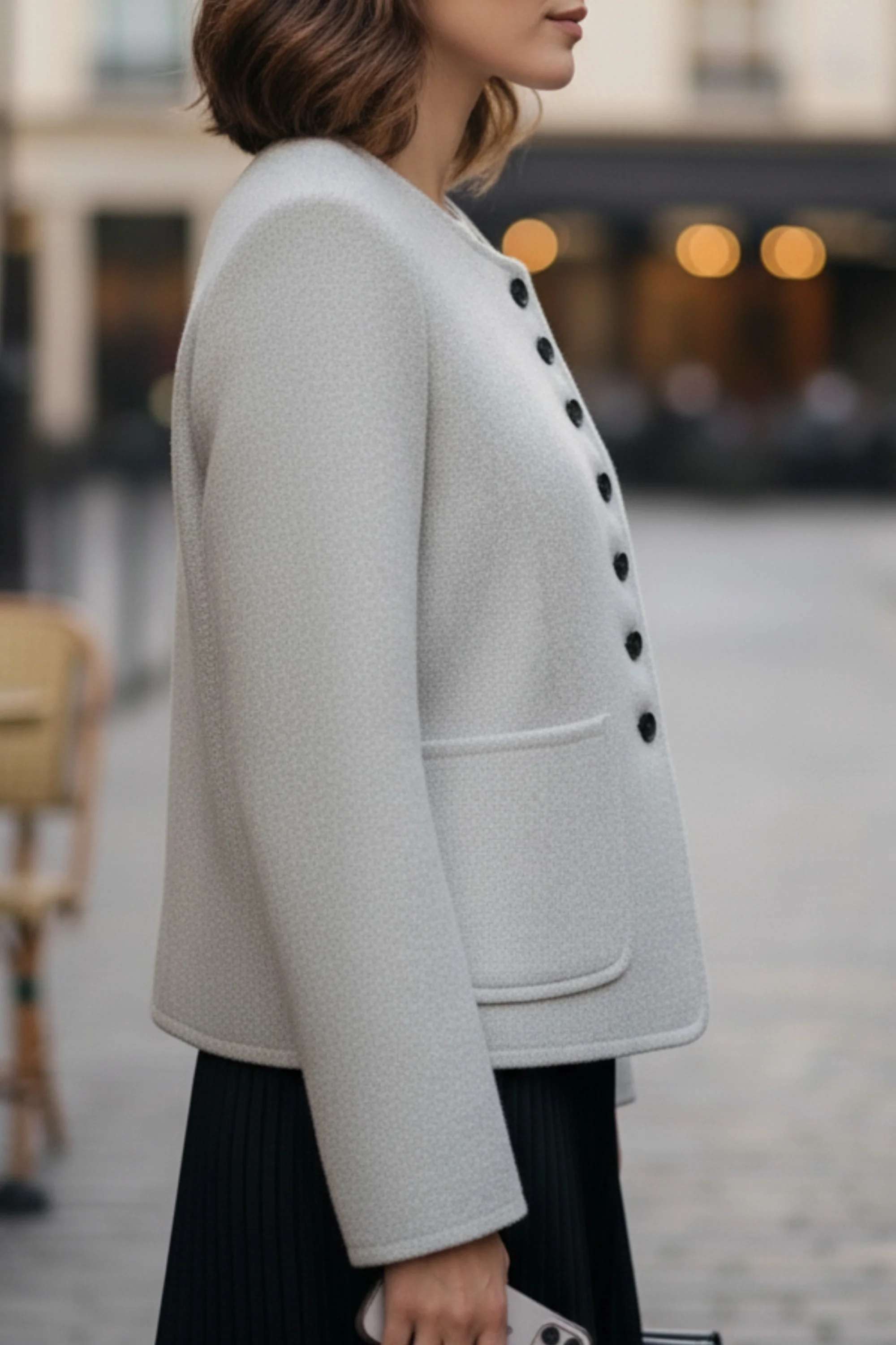 Cloud Grey Double-Sided Cashmere  Blazer