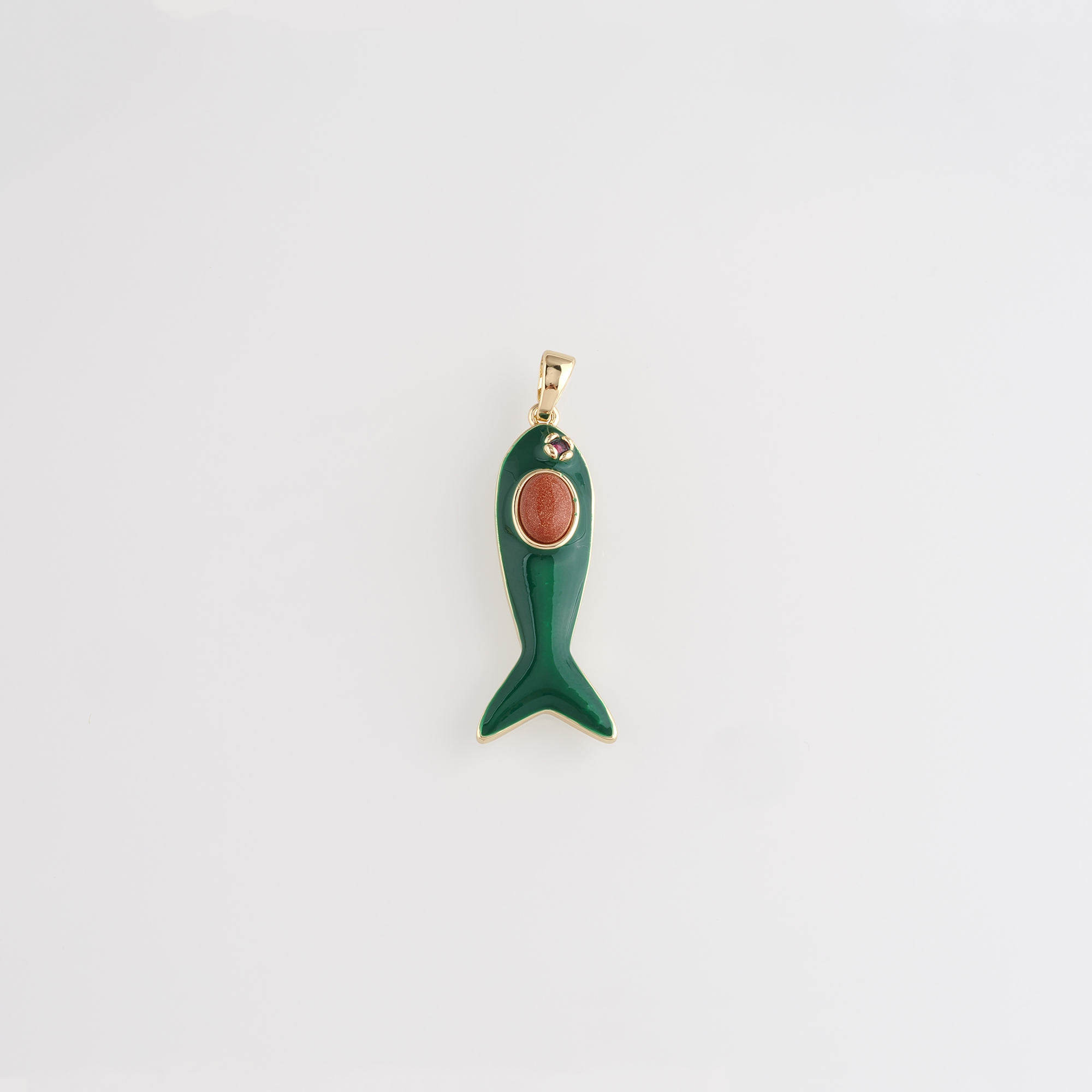 18K Gold Filled Fish Pendant,Enamel Fish Charm Earrings Necklace for DIY Jewelry Making Supply