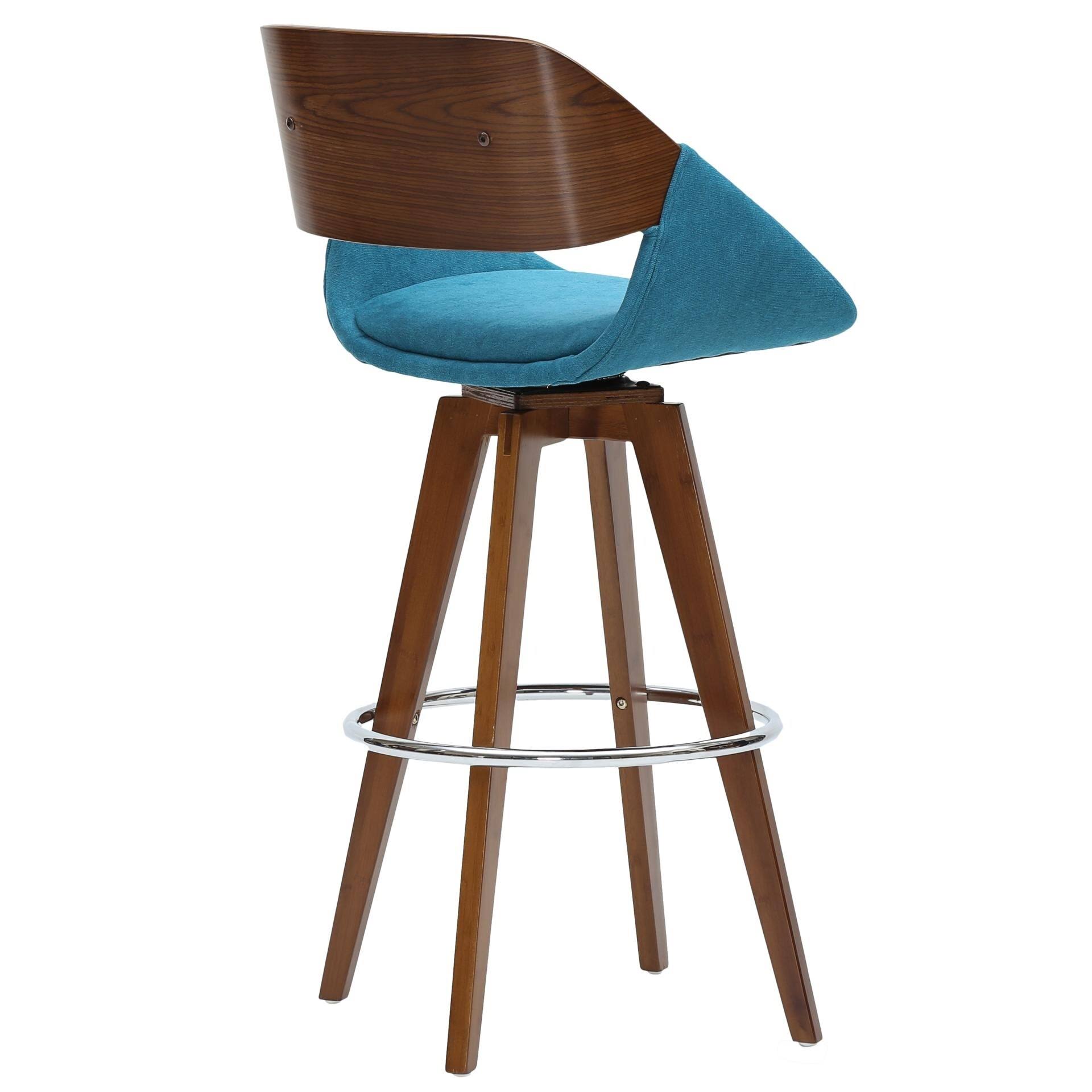 Cyprus Fabric Counter Stool, Santorini Teal/Walnut