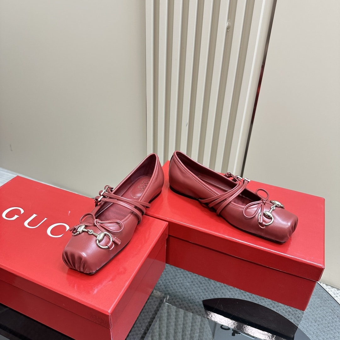Gucci Women’S Horsebit Ballet Flat Sacchetto Red 821219 Aaea4 6207