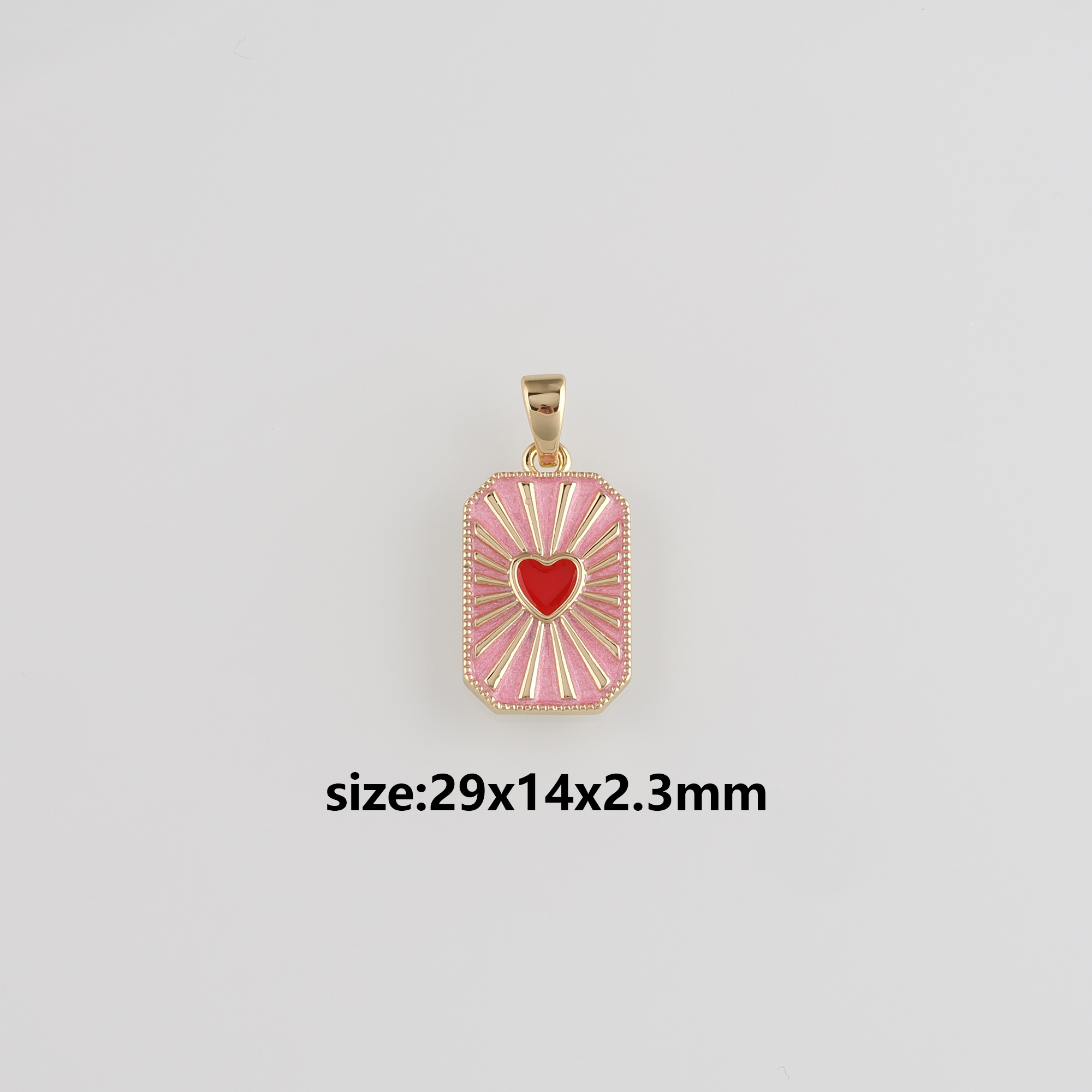 18K Gold Filled Heart Pendant,Enamel Heart Charm Earrings Necklace for DIY Jewelry Making Supply