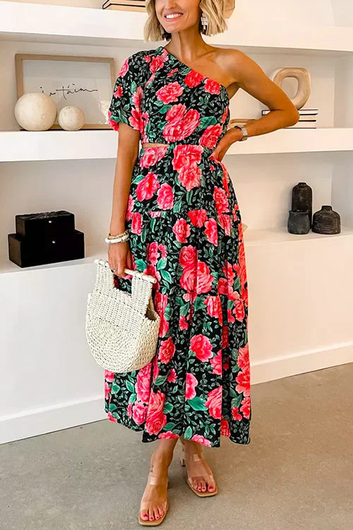 One Shoulder Cutout Midi DressClistos