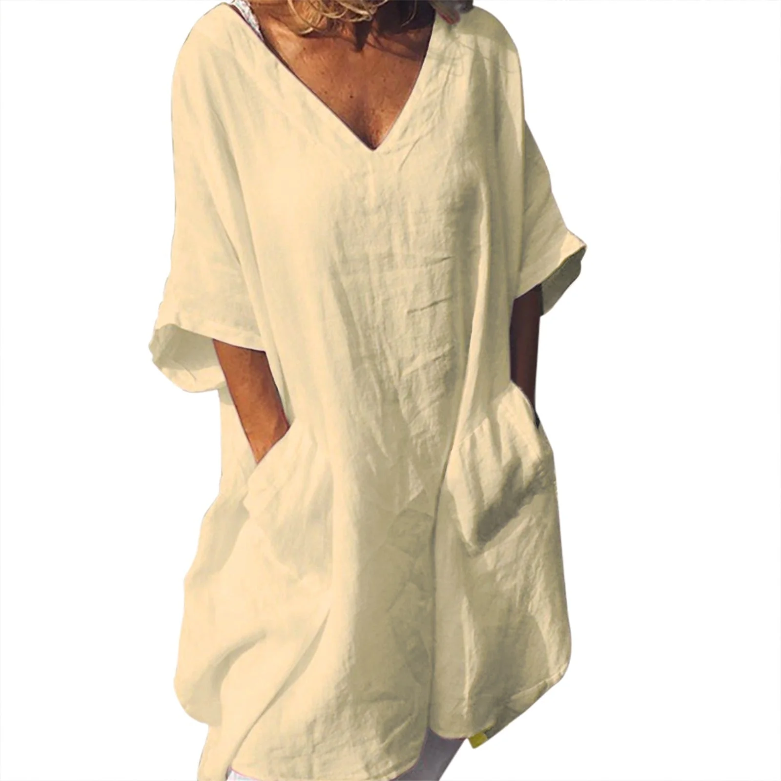 Casual V-Neck Linen Summer DressClistos