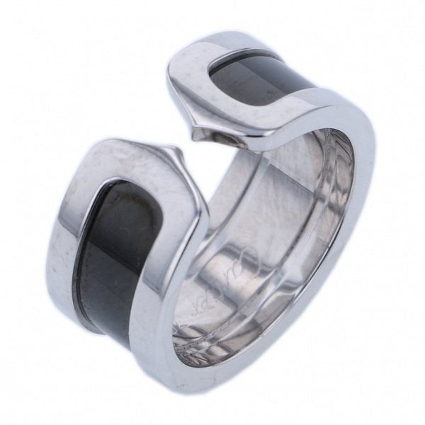 Cartier C2 Black Ceramic K18WG White Gold PT850 Ring Platinum & 18K White Gold
