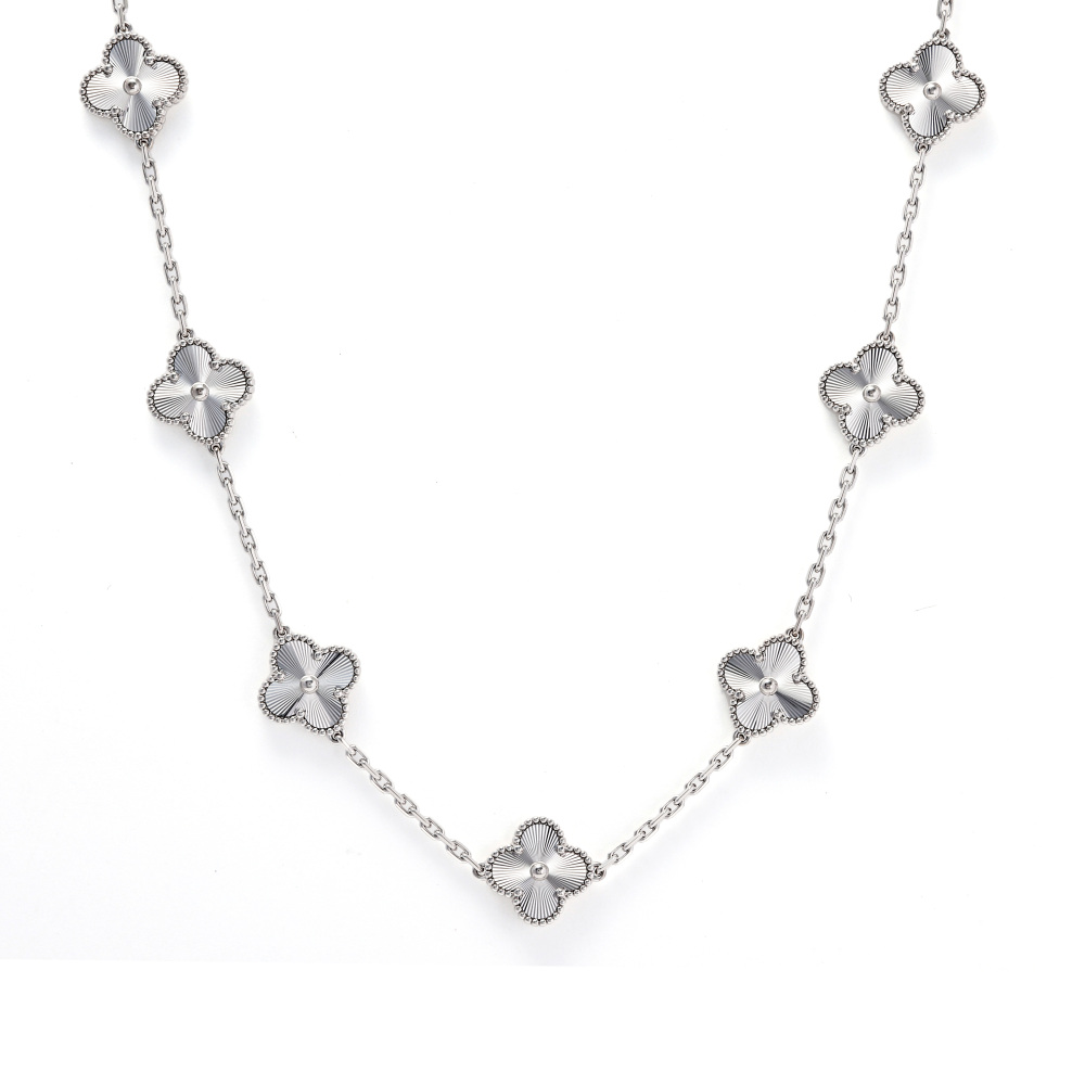 Van Cleef & Arpels Vintage Alhambra Necklace 20 Motifs 18K White Gold VCARP9XH00