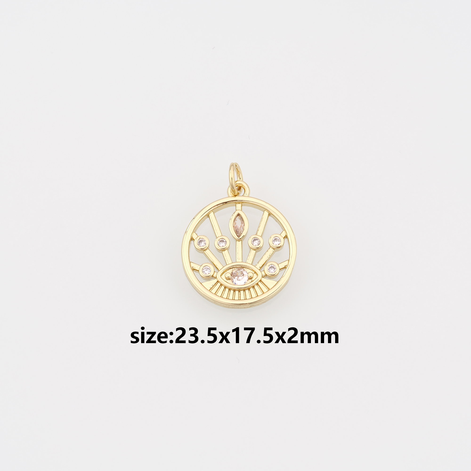 18K Gold Filled Evil Eye Pendant,CZ Micro Pave Evil Eye Charm Earrings Necklace for DIY Jewelry Making Supply