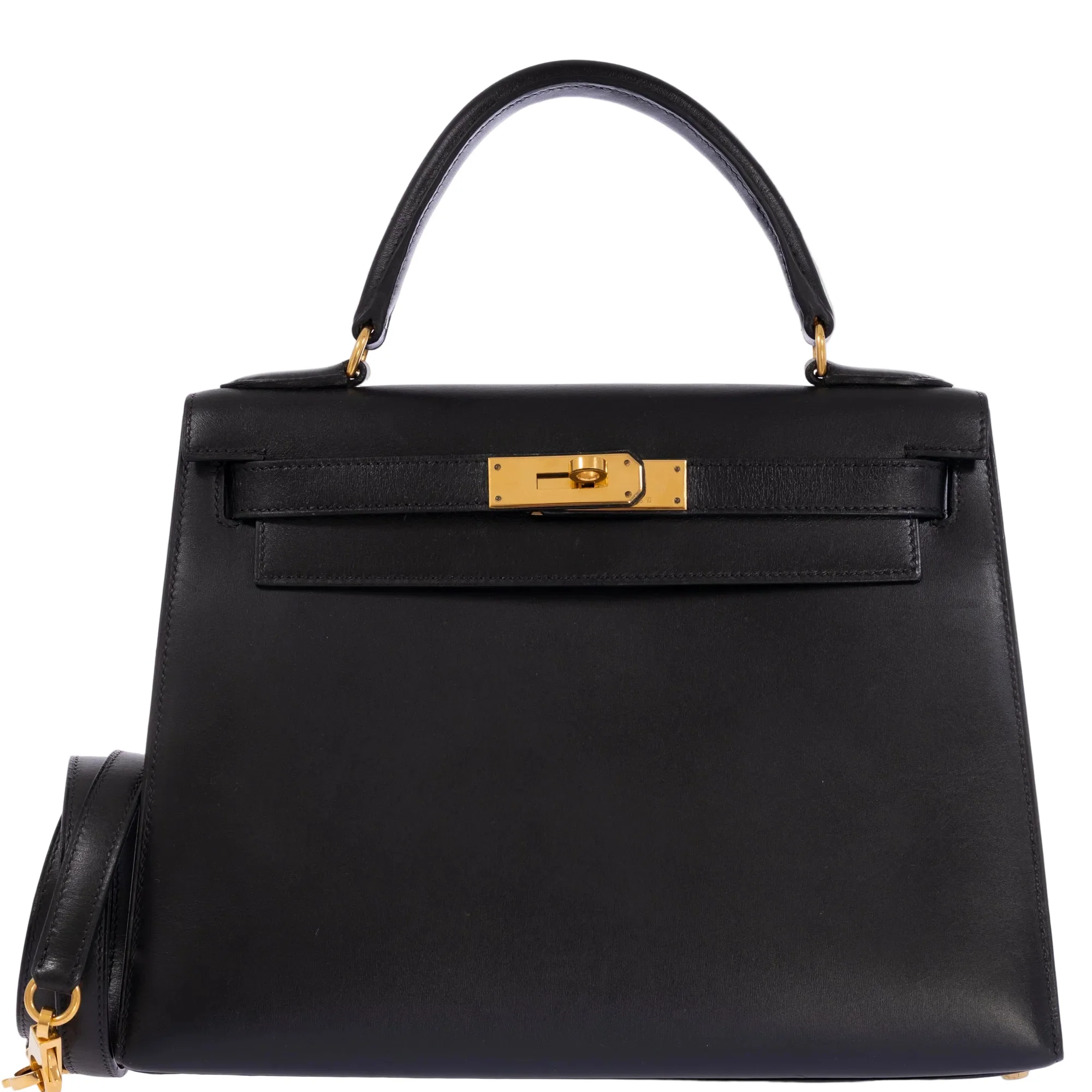 Hermès Kelly 28 Sellier Noir Box Calf Gold Hardware