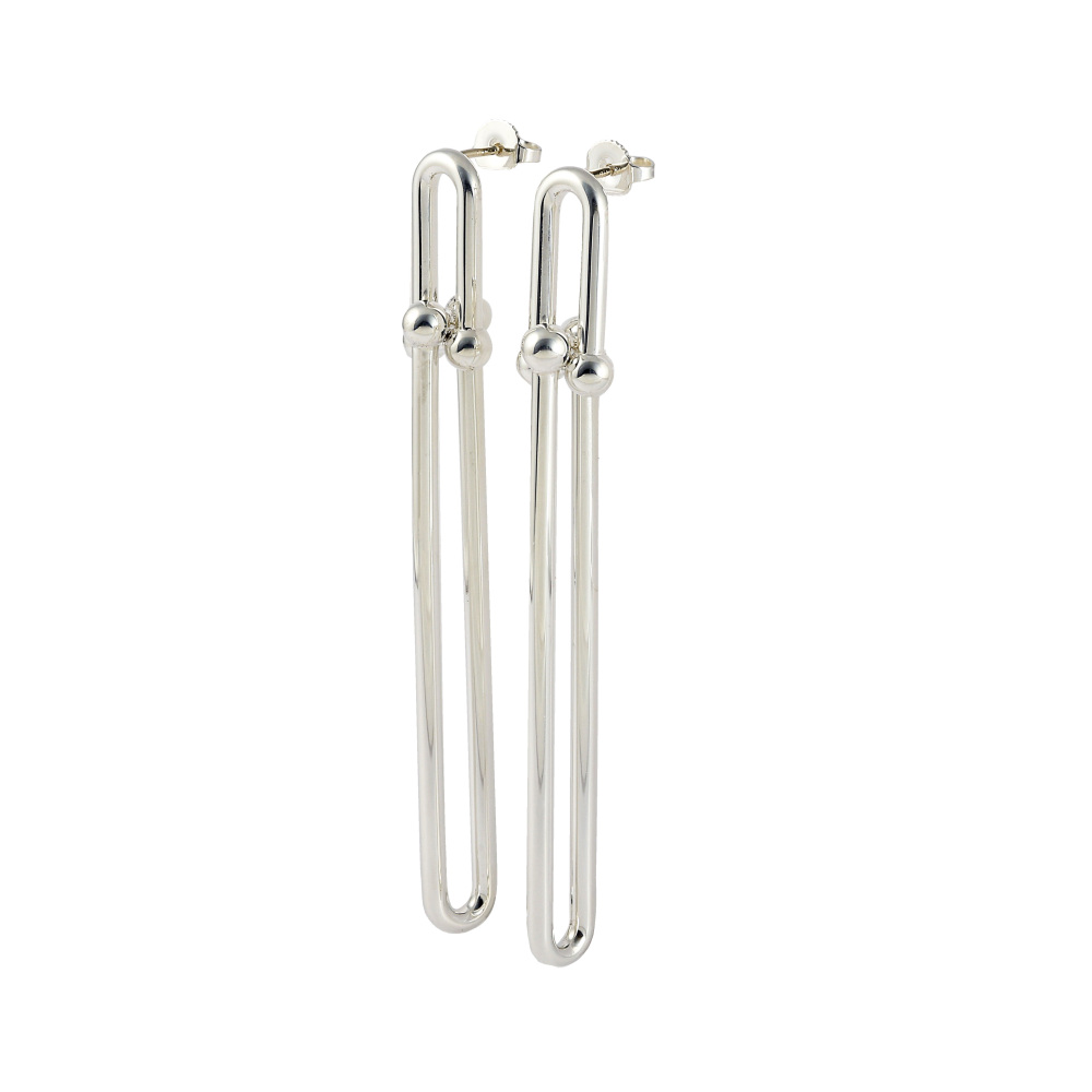 Tiffany & Co. Hardware Double Link Earrings Sterling Silver 63358029