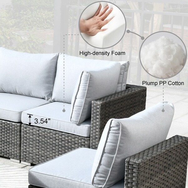 HOOOWOOO 8piece Patio Furniture Set Wicker Sectional Sofa with Fire Pit Table