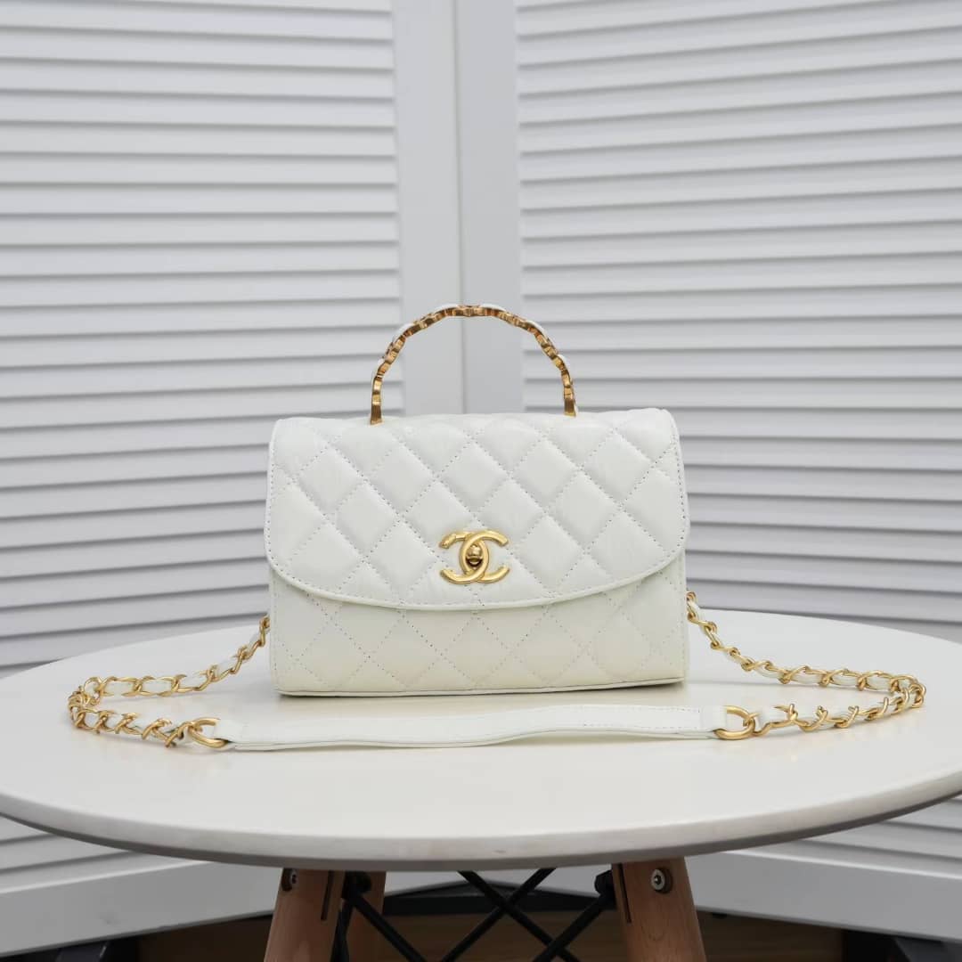 Chanel Mini Flap Handle White 19Cm/7.6in