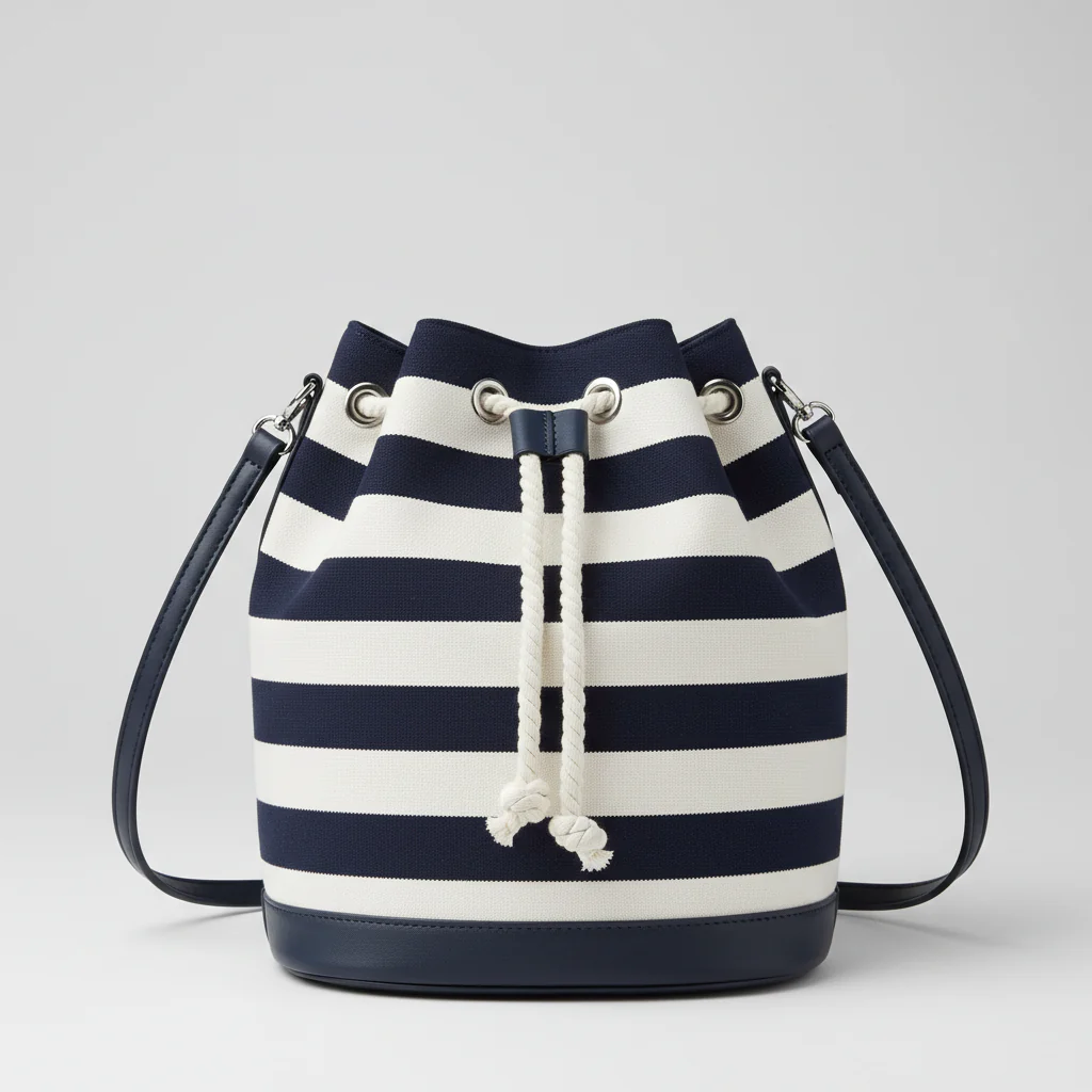 Striped Woven Bucket Bag