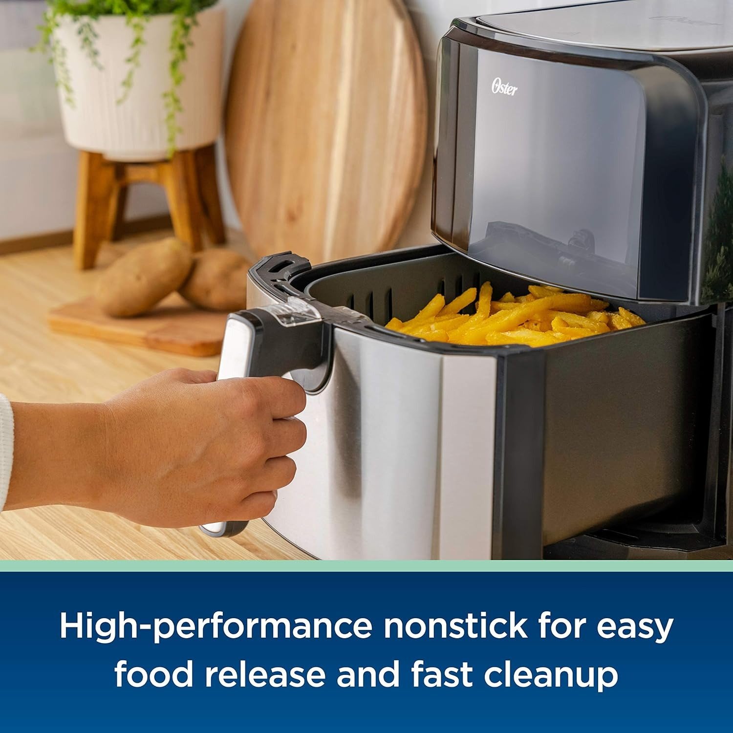5QT 8-in-1 Electric Air Fryer, Diamond Infused Nonstick, Digital Touchscreen, Rapid Air Tech, Stainless Steel