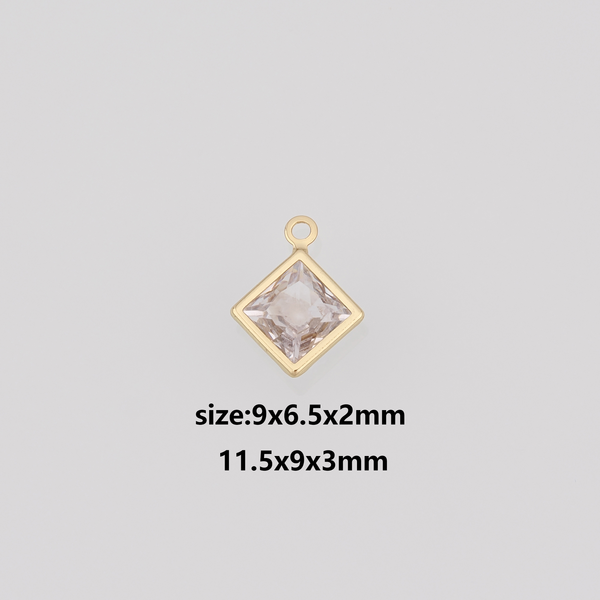 18K Gold Filled Rhombus Pendant,CZ Micro Pave Rhombus Charm Earrings Necklace for DIY Jewelry Making Supply