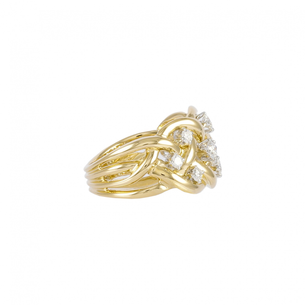 Tiffany & Co. Tiffany Wildflower Double K18YG Yellow Gold Pt Platinum Ring Platinum & 18K Yellow Gold Diamond