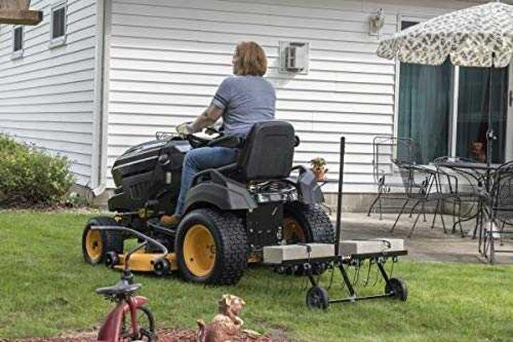 agri-fab-45-0543-100 lb. Tow Spiker/Seeder/Spreader, Black & 40-Inch Tine Tow Dethatcher 45-0294,Black