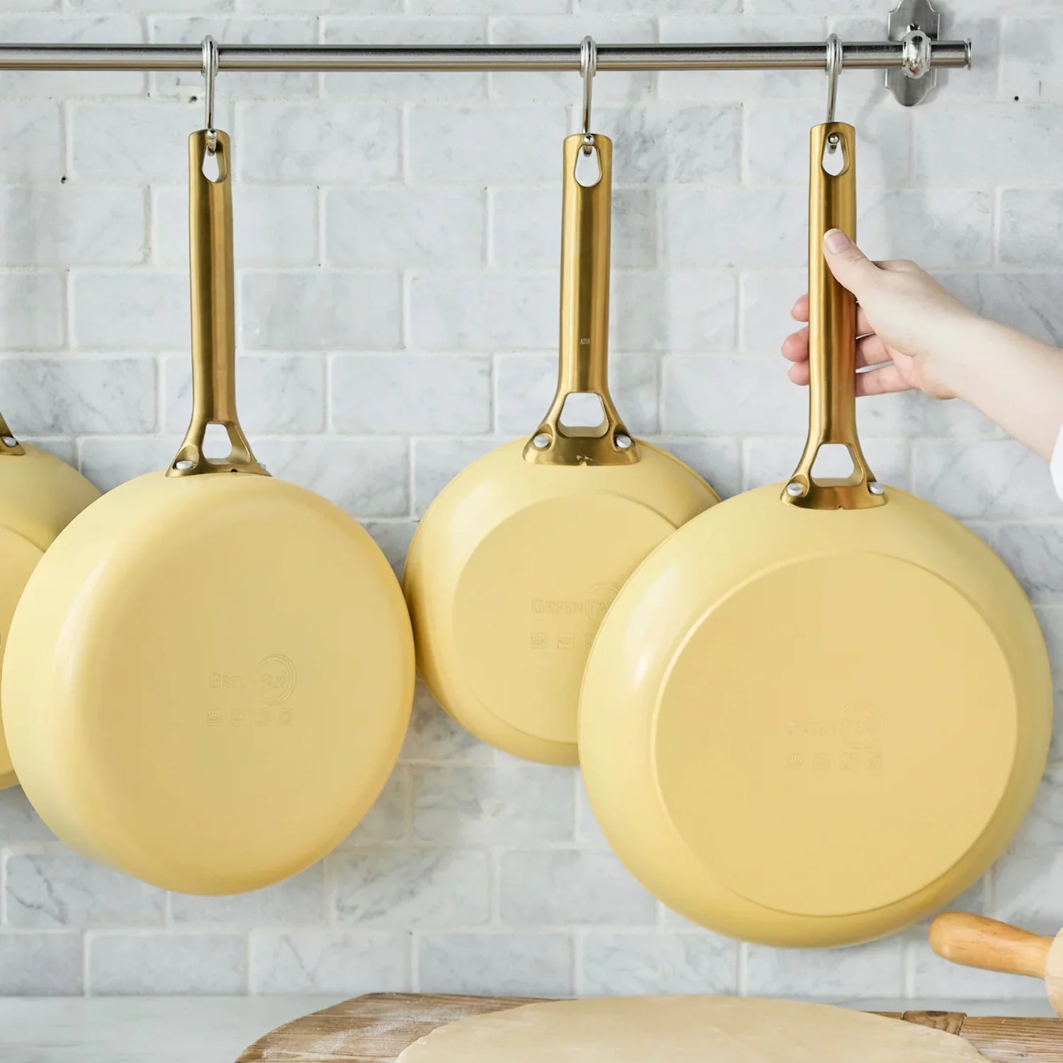 GreenPan Reserve Ceramic Nonstick 10-Piece Cookware Set | Sunrise with Gold-Tone Handles