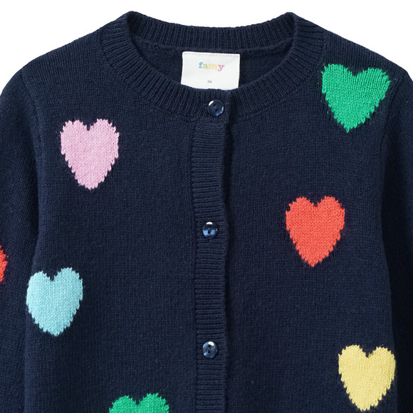 Famy Mädchen Strickjacke mit Herz-Allover