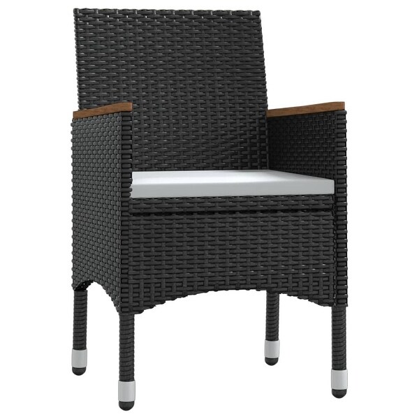 vidaXL 5 Piece Patio Dining Set with Cushions Black