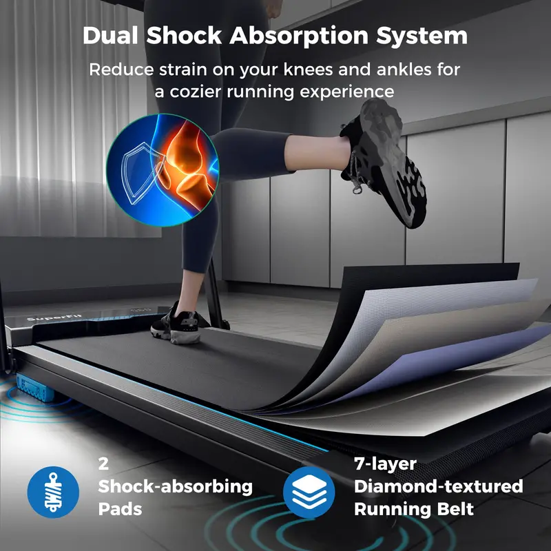 Smart Under-Desk Treadmill – 2.25HP Folding Model with App Connectivity