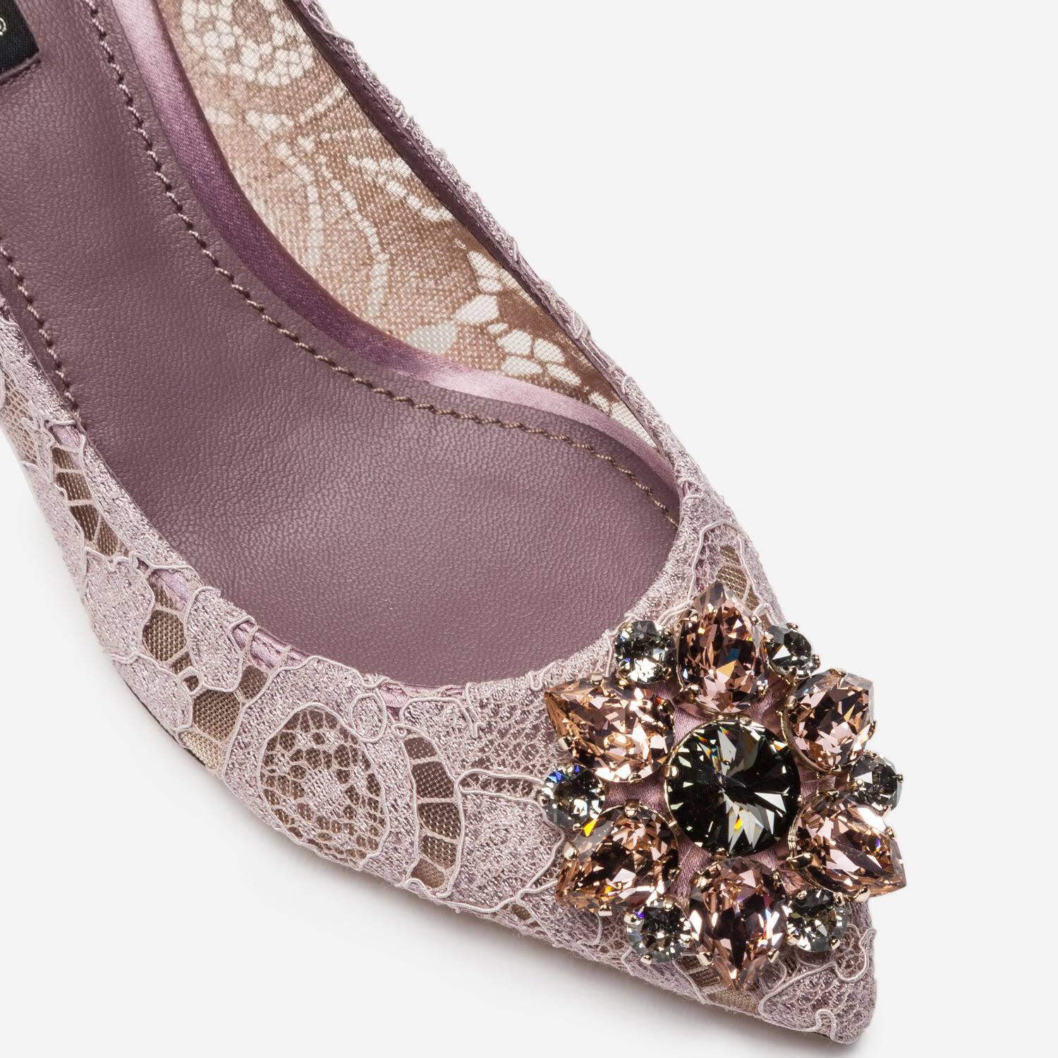 Dolceu0026Gabbana Pumps - Pump in Taormina Lace with Crystals Blush Female 42