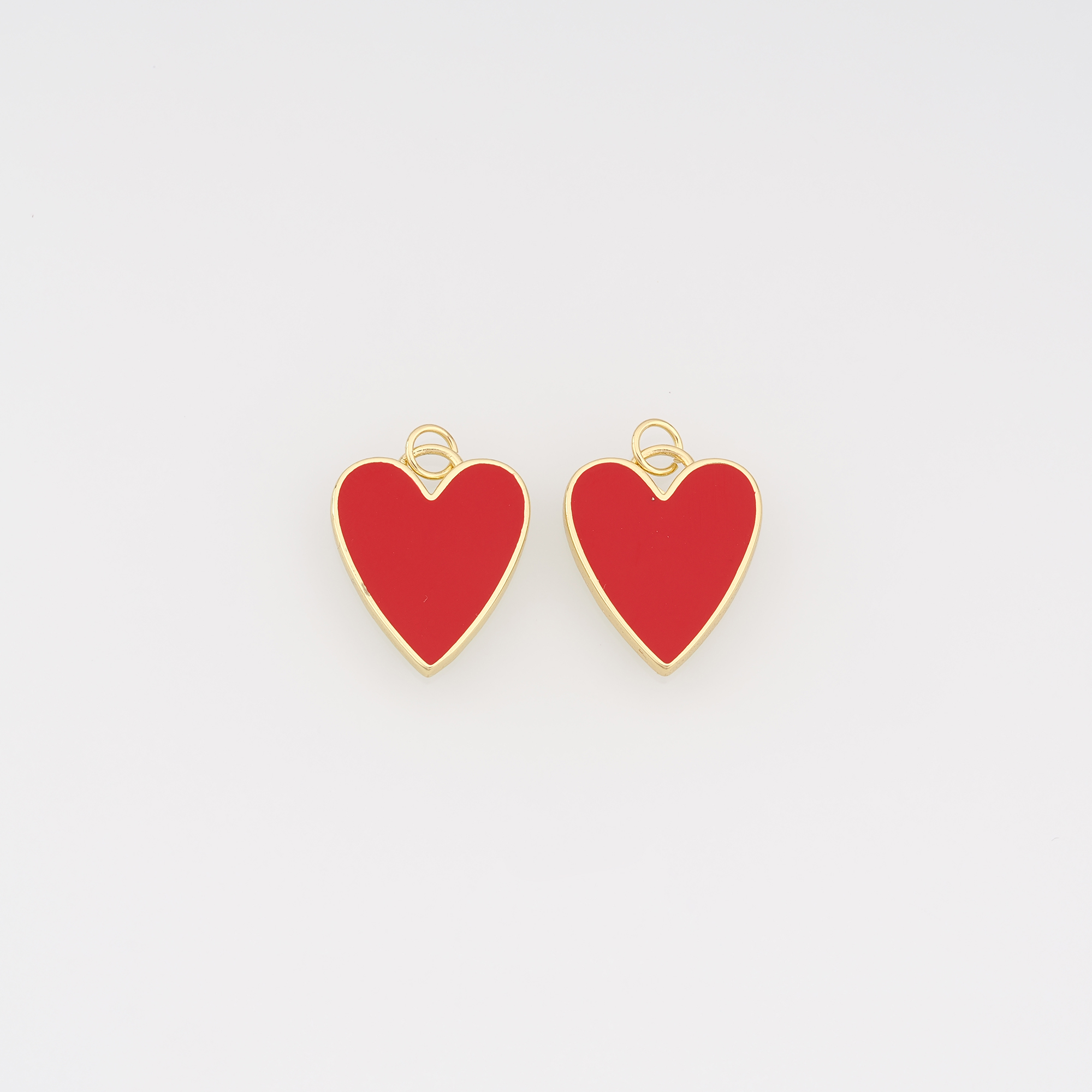 18K Gold Filled Heart Pendant,Enamel Heart Charm Earrings Necklace for DIY Jewelry Making Supply