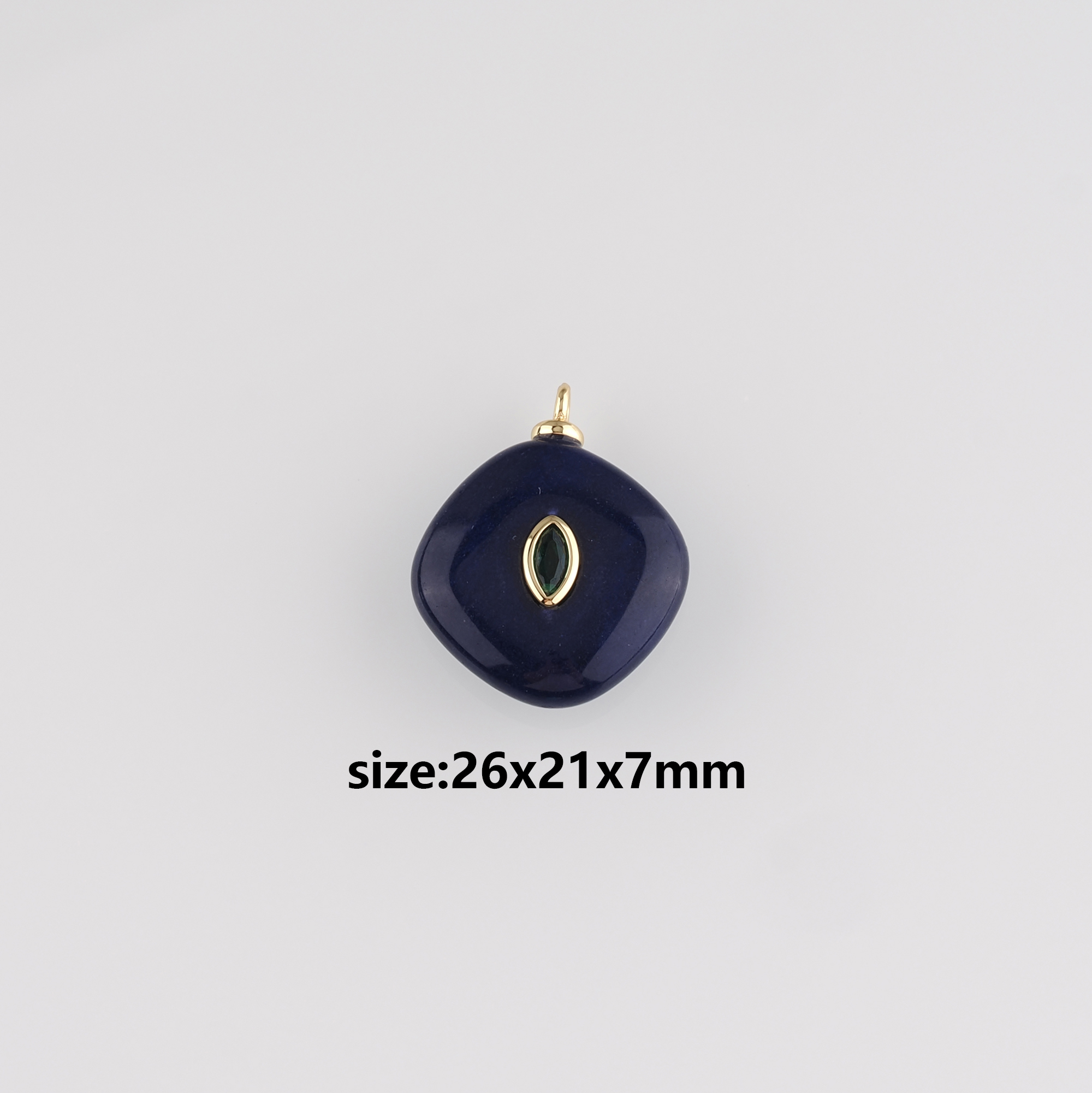 18K Gold Filled Rhombus Pendant,Natural Stone Rhombus Charm Earrings Necklace for DIY Jewelry Making Supply