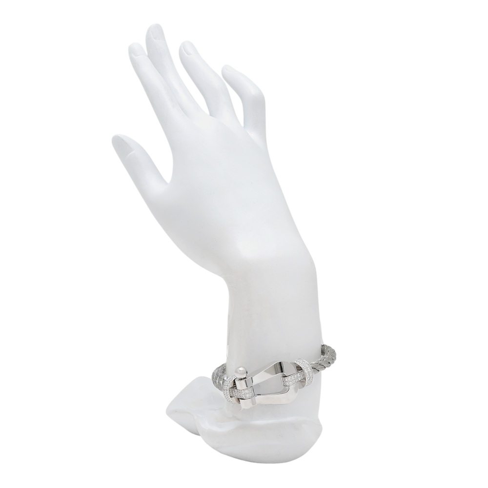 FRED Force 10 Xl Model Bracelet 18K White Gold & Stainless Steel Diamond 0J0011-6B1121