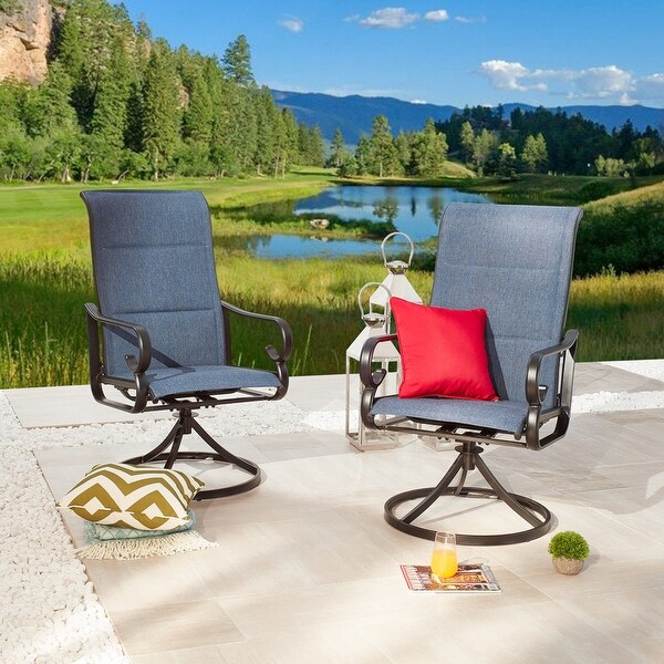 Patio Festival Metal Padded Outdoor Swivel Dining Chair (2Pack)