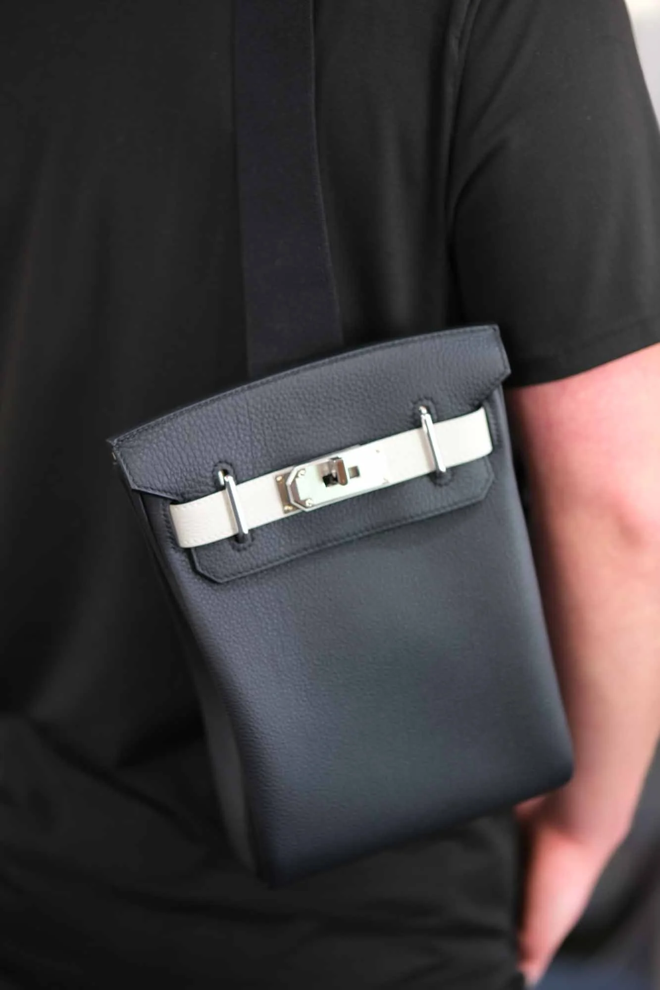 Hermès HAC à Dos PM HSS Noir Togo and Craie Swift Palladium Hardware