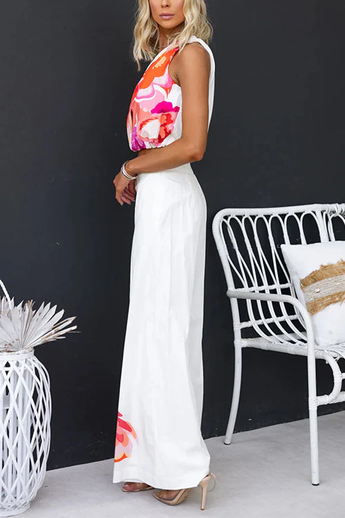 One Shoulder Crop Top & Wide Leg Pant SetClistos