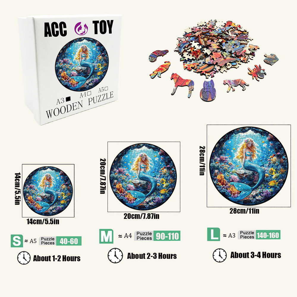 Animal Wooden Puzzle-Lovely mermaid
