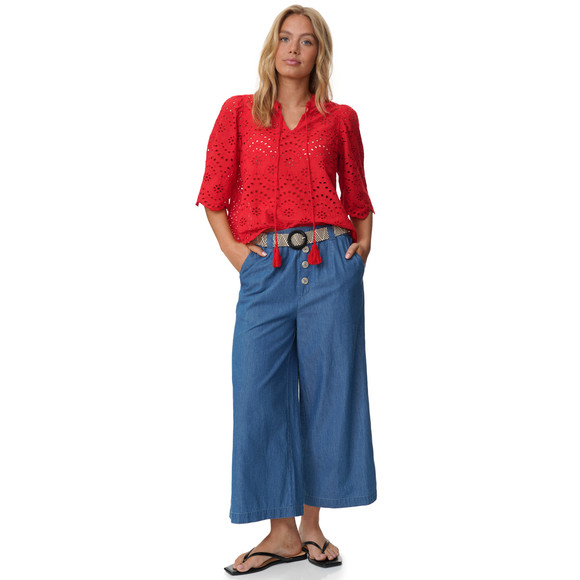 Gina Damen Bluse mit Lochstickerei