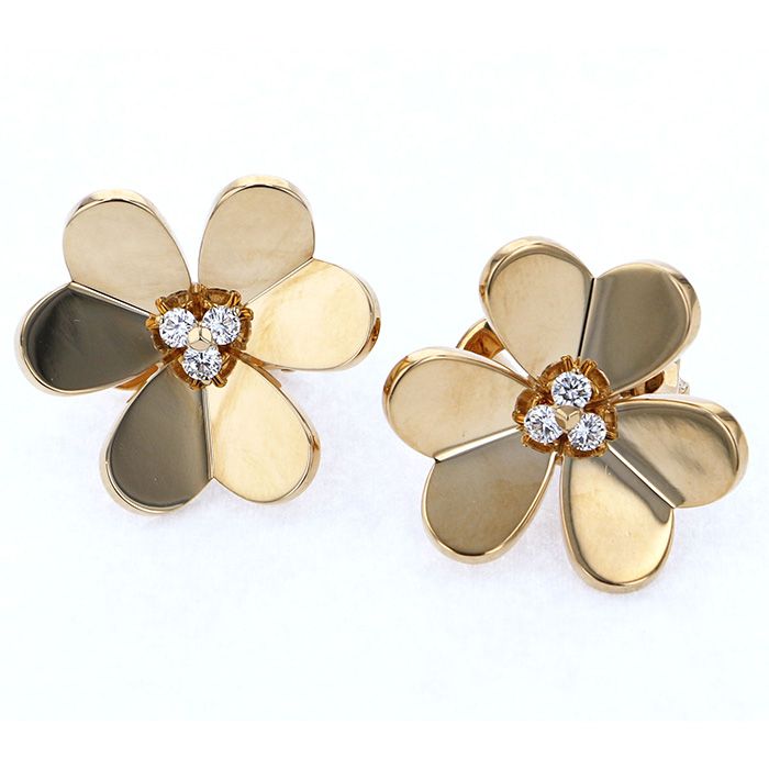 Van Cleef & Arpels Frivole Earrings 18K Yellow Gold Diamond
