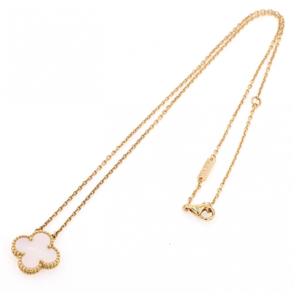 Van Cleef & Arpels Vintage Alhambra Necklace 18K Yellow Gold Mother of Pearl
