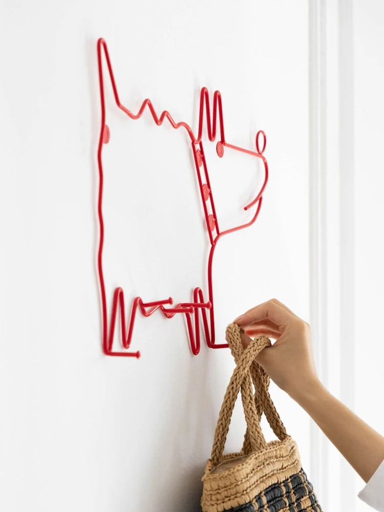 DC310 - Swedish Antique Rare Dog Rack / Minimalist Metal Wall Hanging for Living Room Entryway Desk Decorative Hanging