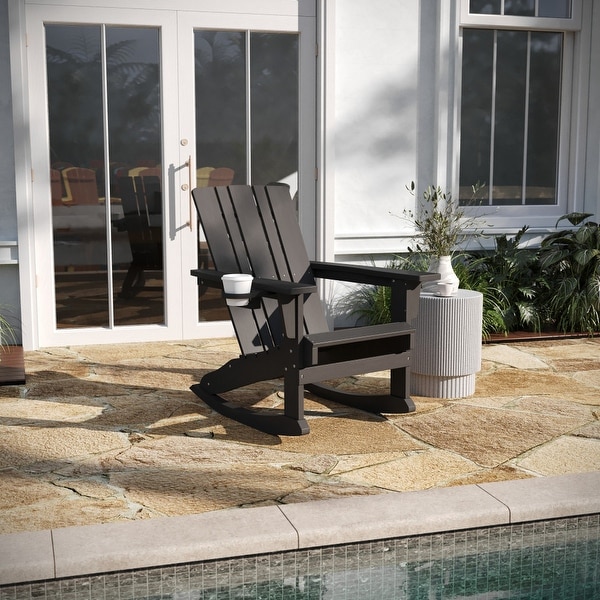 AllWeather Rocking Adirondack Chair with Swiveling Cupholder