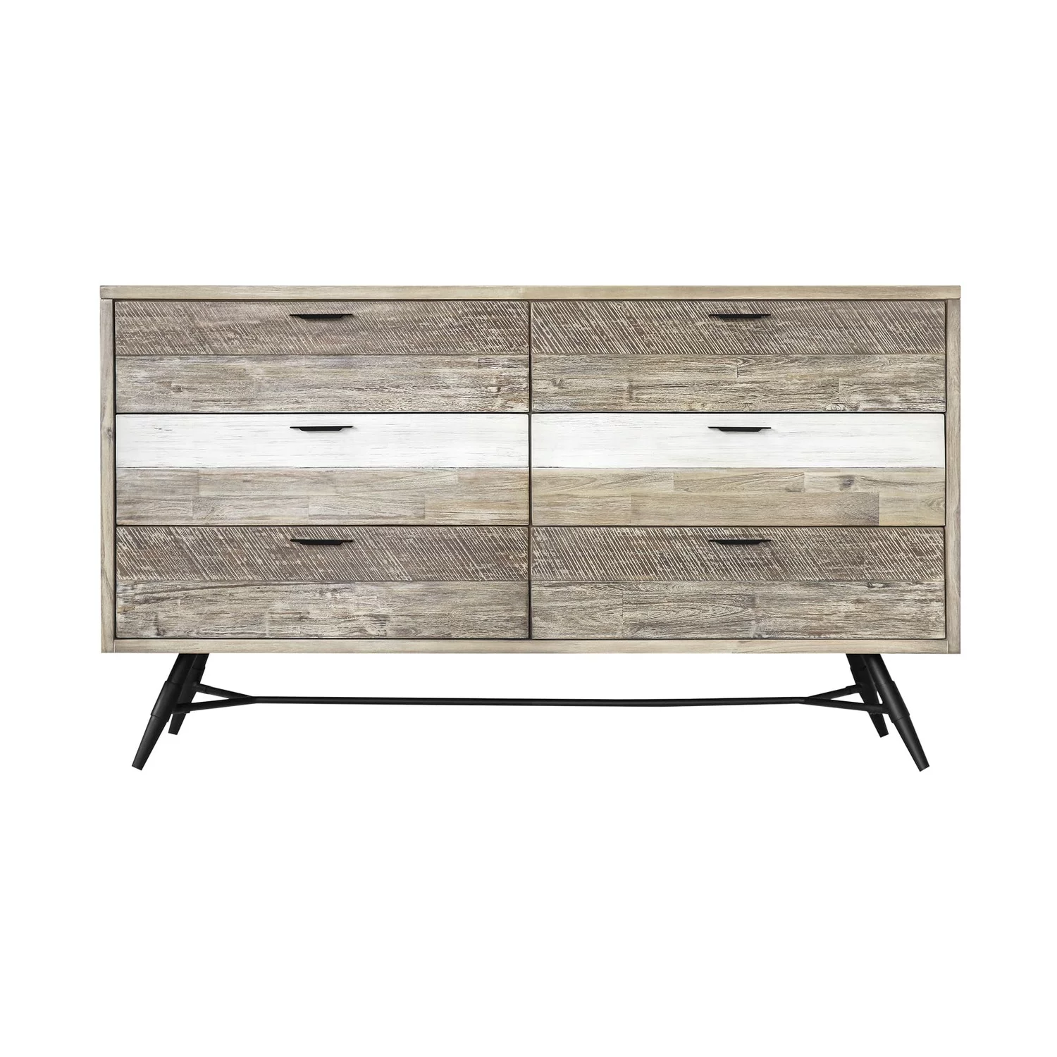 Armen Living Bridges 6 Drawer Dresser in Two Tone Acacia Wood