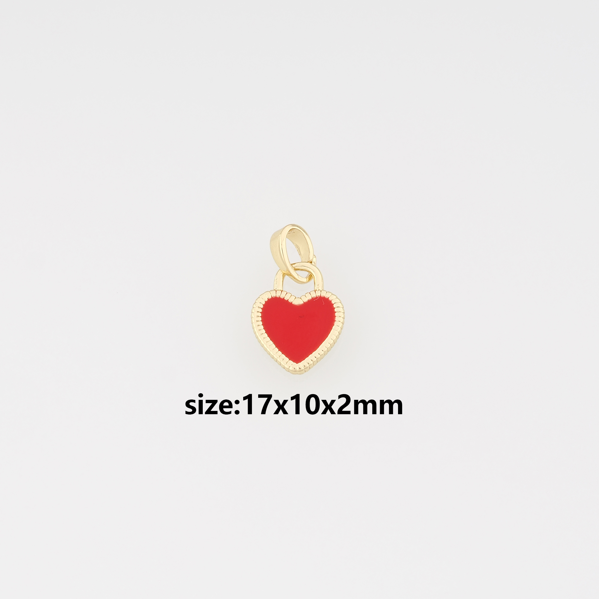 18K Gold Filled Heart Pendant,Enamel Heart Charm Earrings Necklace for DIY Jewelry Making Supply