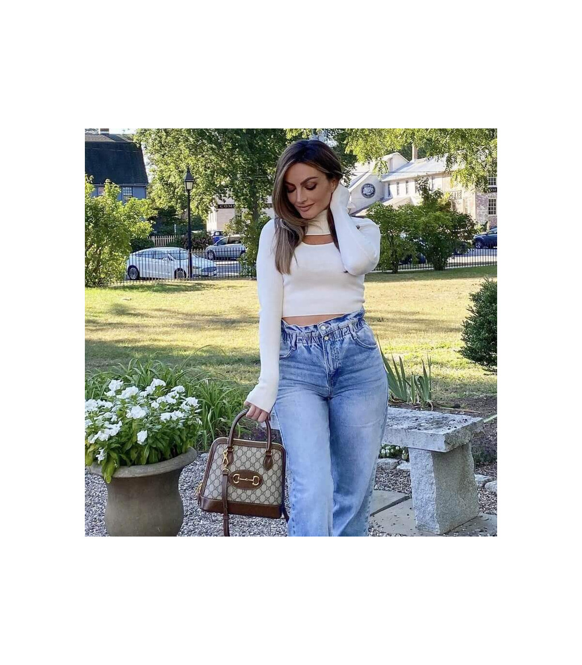 Gucci 1955 Horsebit mall Top Handle Bag In Brown GG Supreme Canvas