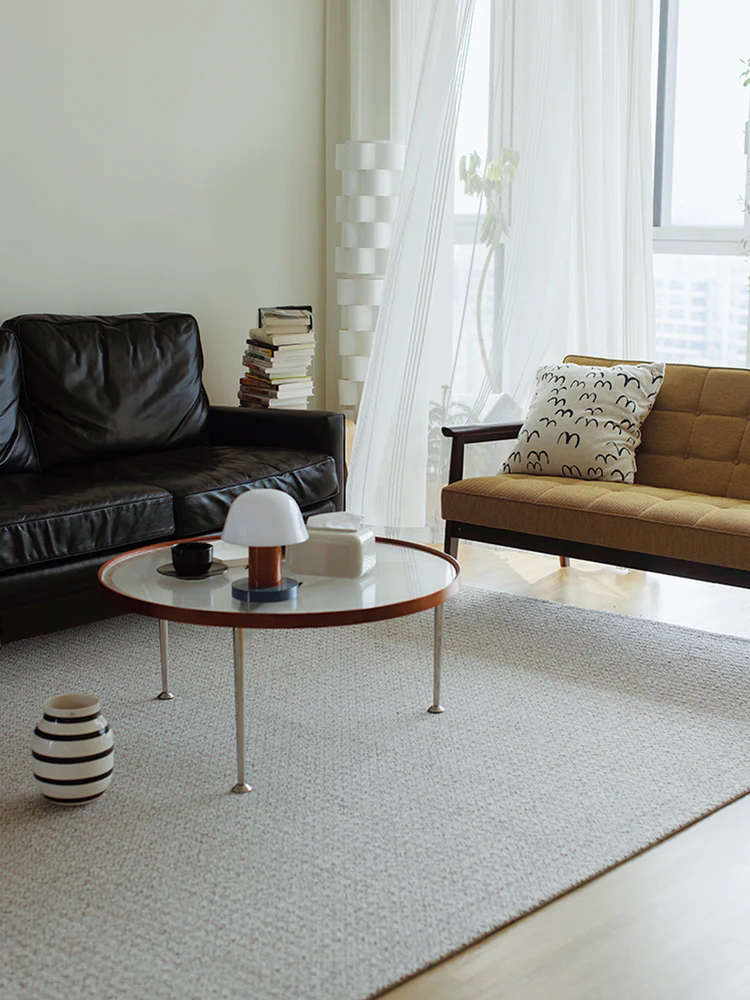 CP074 - LoroPiana Herringbone Dark Line British Grey Cashmere Wool Carpet Wabi-Sabi Minimalist Style Living Room Carpet