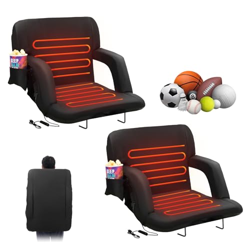 VEVOR Stadium Seat with Back Support, Wide Bleacher Seat Back, Folding Portable Padded Reclining Chair with Hook Pocket Cupholder, Ideal for Sport Event Beach Camping Concert
