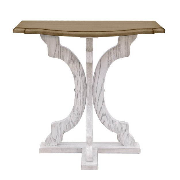 Galano Doynton 23 6 In W 22 8 In H Half Moon Solid Wood Side Table In White And Oak White Oak