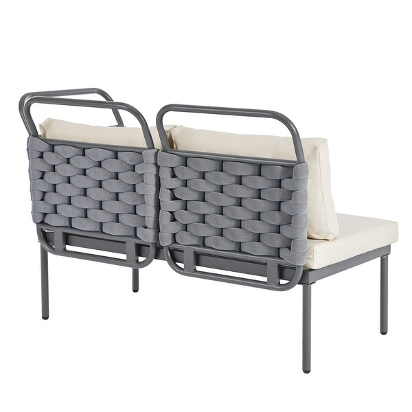 Patio Sectional Sofa Set Woven Rope Furniture Set with Cushions