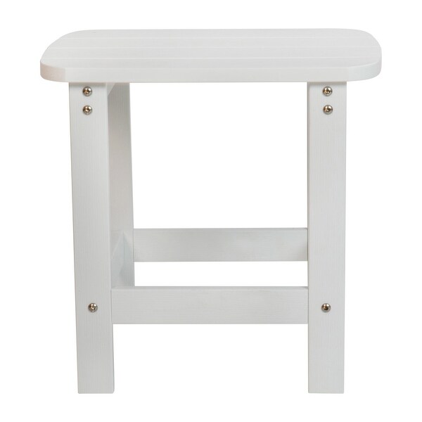 2 Modern Dual Slat Poly Resin Adirondack Rocking Chairs with Side Table