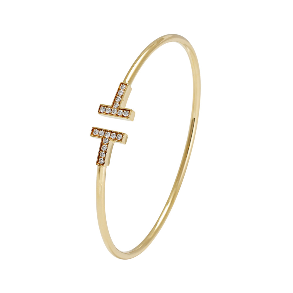 Tiffany & Co. Tiffany T Diamond Wire Bracelet 18K Yellow Gold 60010755