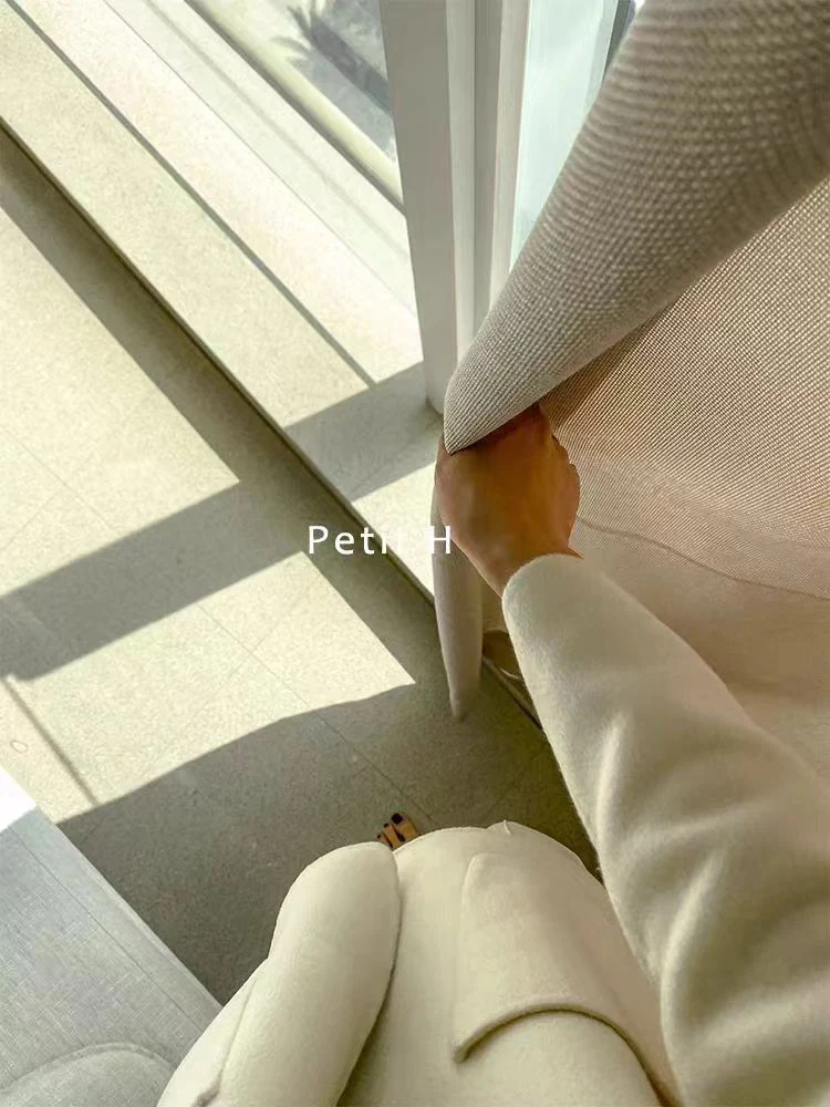 FA004 - Home Herm@s Blackout Cream Solid Linen-Like Living Room Bedroom Floor-to-Ceiling Blackout Curtains